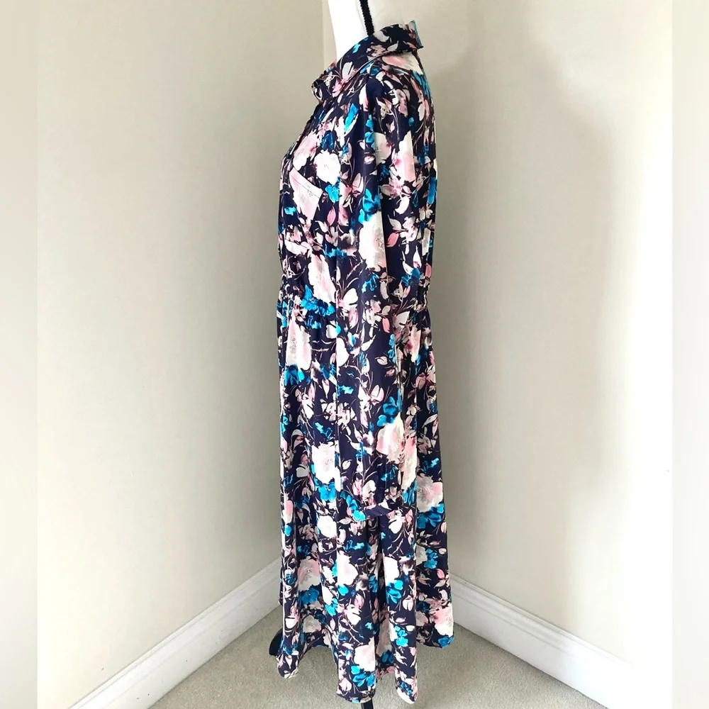 Torrid Midi Studio Crepe De Chine Long Sleeve Button Front Shirtdress Size 1X